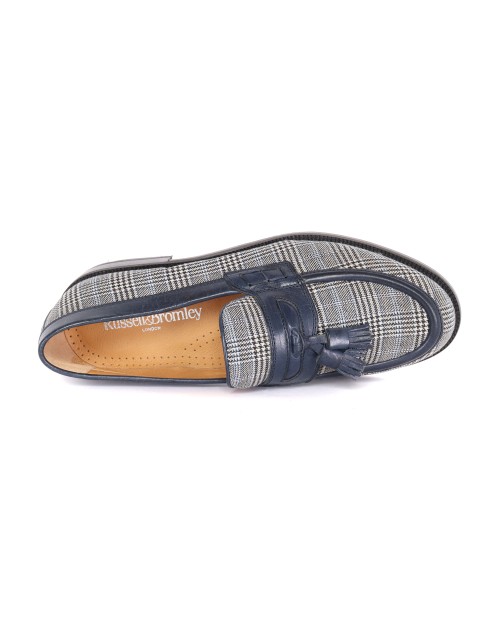 RUSSELL & BROMLEY LOAFERS - CALFSKIN & WOOL - BLUE