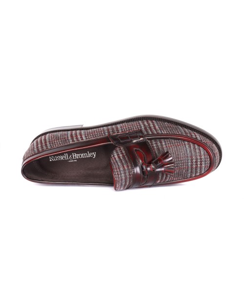 RUSSELL & BROMLEY LOAFERS - CALFSKIN & WOOL - BURGUNDY