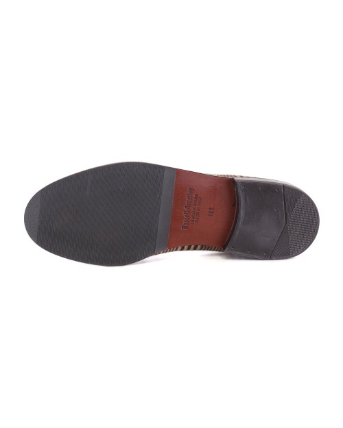 RUSSELL & BROMLEY LOAFERS - CALFSKIN & WOOL - COGNAC & GREEN