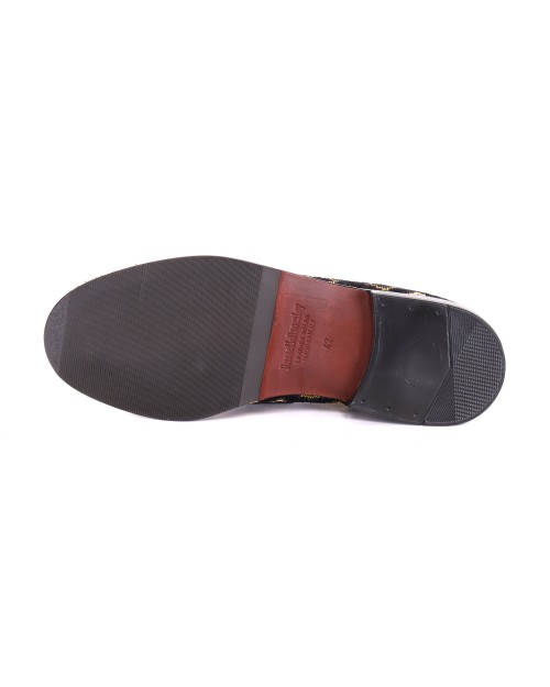 RUSSELL & BROMLEY LOAFERS - CALFSKIN & WOOL - BLACK