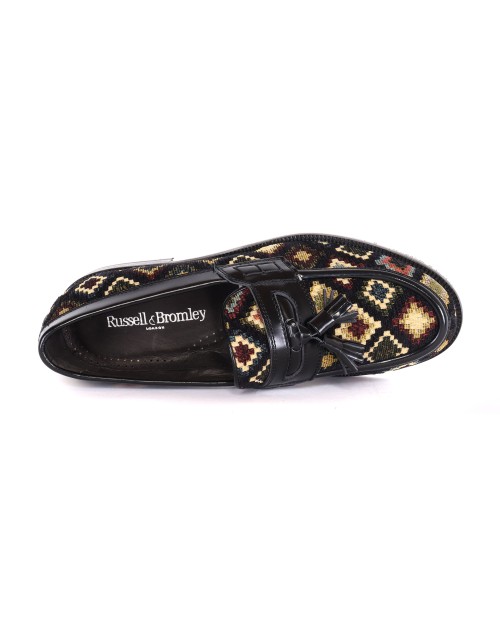 RUSSELL & BROMLEY LOAFERS - CALFSKIN & WOOL - BLACK