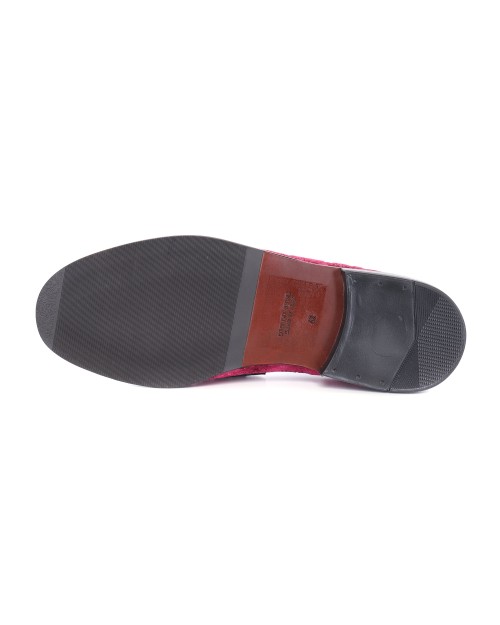 RUSSELL & BROMLEY LOAFERS - CALFSKIN & VELVET - BLACK & MAGENTA