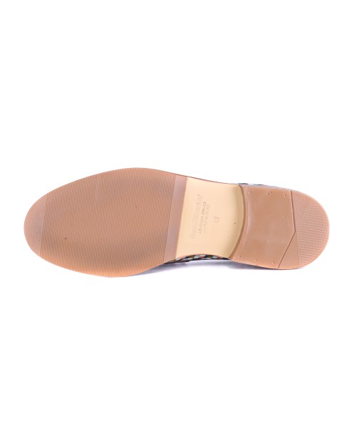 RUSSELL & BROMLEY LOAFERS - CALFSKIN & TEXTILE - BROWN & MULTICOLOR
