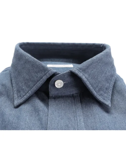 SALVATORE PICCOLO DRESS SHIRT - DENIM BLUE - COTTON