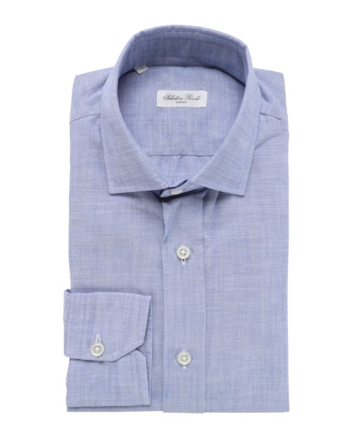 SALVATORE PICCOLO DRESS SHIRT - BLUE - COTTON