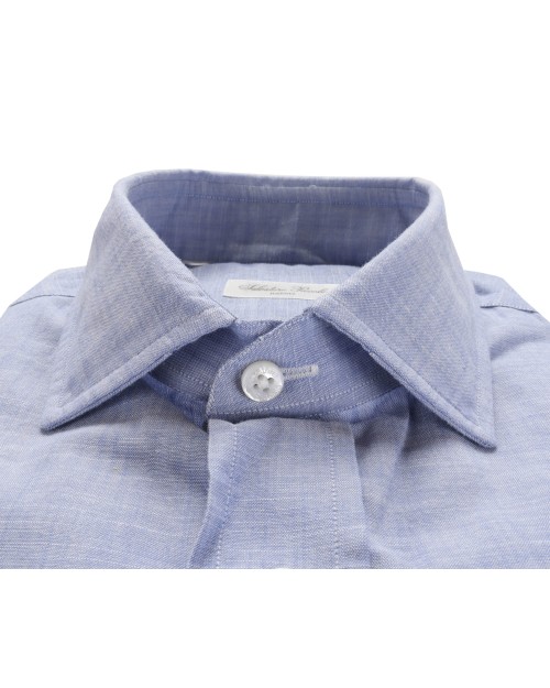 SALVATORE PICCOLO DRESS SHIRT - BLUE - COTTON