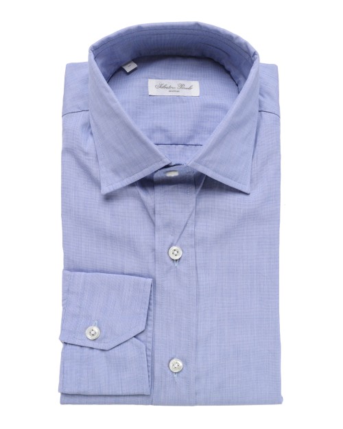 SALVATORE PICCOLO DRESS SHIRT - BLUE - COTTON