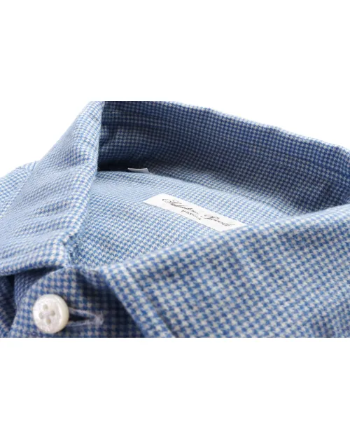 SALVATORE PICCOLO DRESS SHIRT - BLUE & WHITE - COTTON FLANNEL