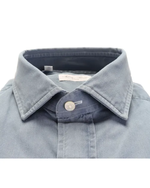 SALVATORE PICCOLO DRESS SHIRT - BLUE - COTTON