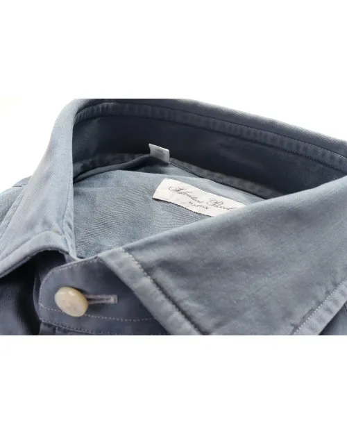 SALVATORE PICCOLO DRESS SHIRT - BLUE - COTTON