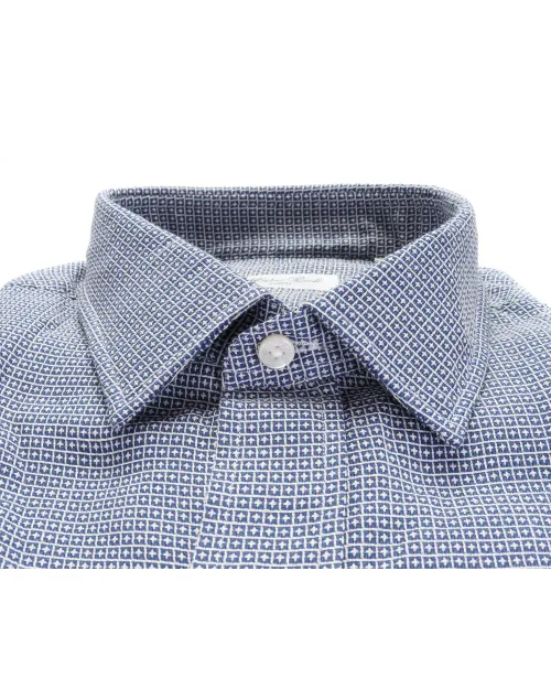 SALVATORE PICCOLO DRESS SHIRT - BLUE & WHITE - COTTON