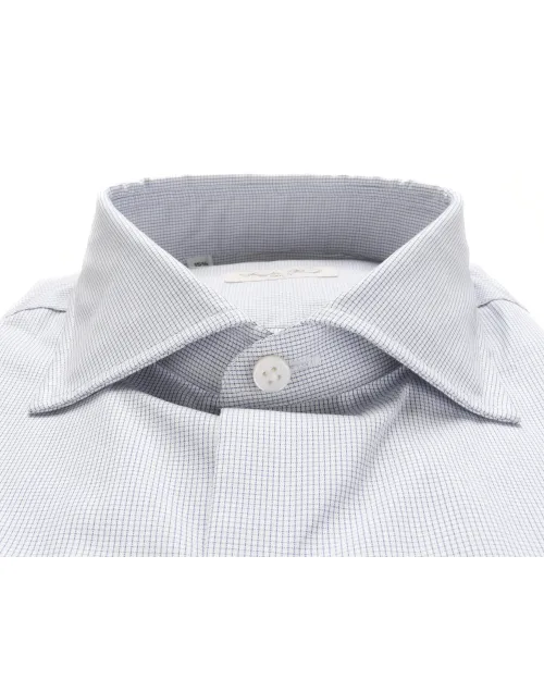 SALVATORE PICCOLO DRESS SHIRT - WHITE & BLUE - COTTON