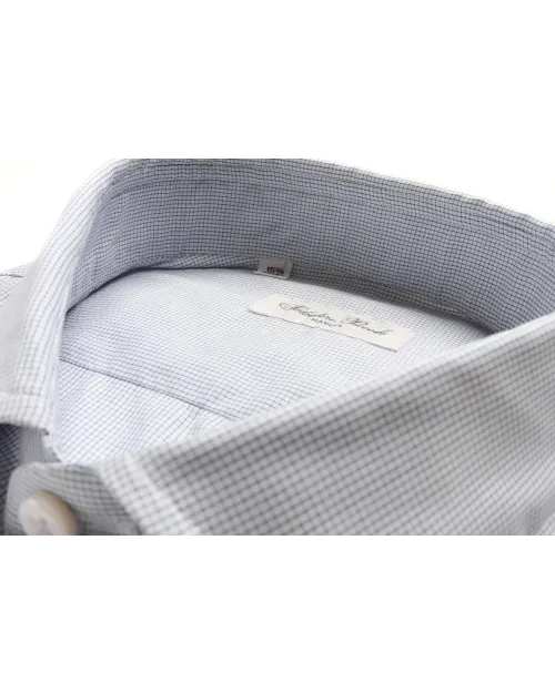 SALVATORE PICCOLO DRESS SHIRT - WHITE & BLUE - COTTON