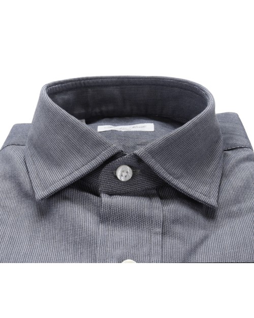 SALVATORE PICCOLO DRESS SHIRT - DARK BLUE - COTTON