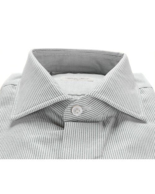SALVATORE PICCOLO DRESS SHIRT - WHITE & GREEN - COTTON 