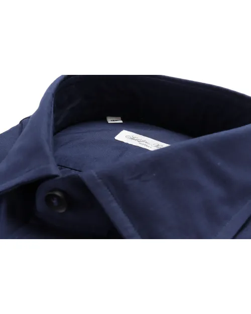 SALVATORE PICCOLO DRESS SHIRT - NAVY BLUE - COTTON