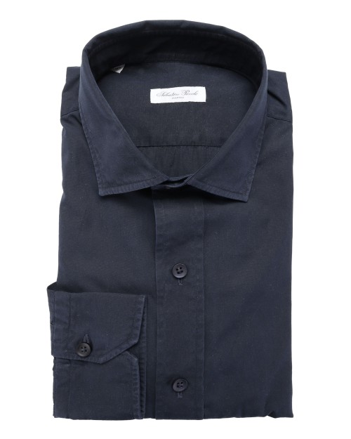 SALVATORE PICCOLO DRESS SHIRT - NAVY BLUE - COTTON