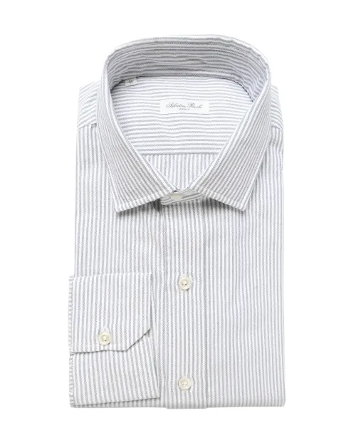 SALVATORE PICCOLO DRESS SHIRT - WHITE & BLUE - COTTON