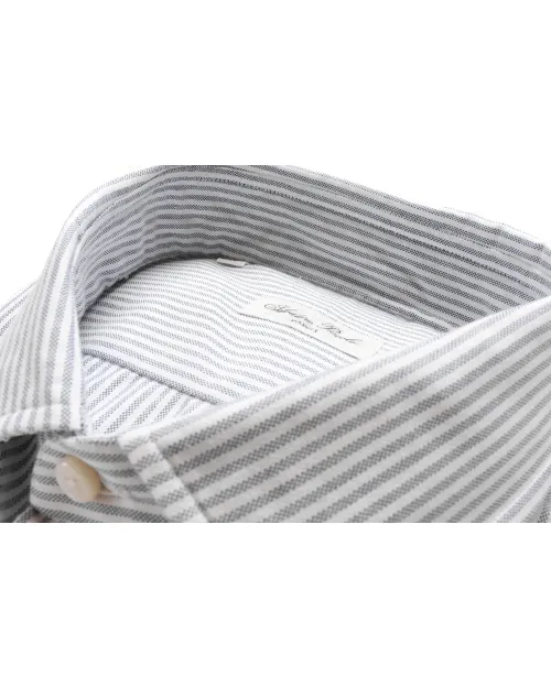 SALVATORE PICCOLO DRESS SHIRT - WHITE & BLUE - COTTON