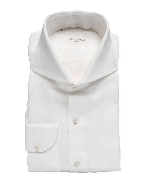 SALVATORE PICCOLO DRESS SHIRT - WHITE - LINEN