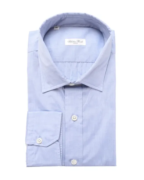 SALVATORE PICCOLO DRESS SHIRT - BLUE - COTTON