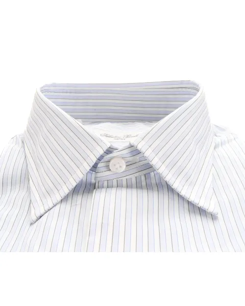 SALVATORE PICCOLO DRESS SHIRT - SKY BLUE, WHITE & GREEN - COTTON