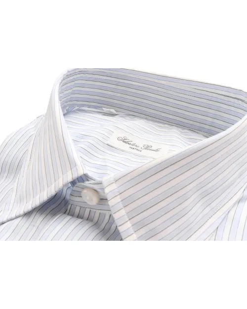 SALVATORE PICCOLO DRESS SHIRT - SKY BLUE, WHITE & GREEN - COTTON