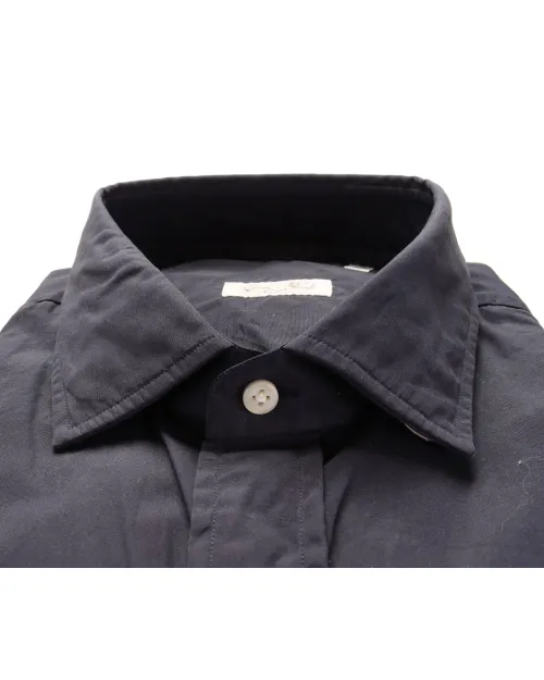 SALVATORE PICCOLO DRESS SHIRT - NAVY BLUE - COTTON