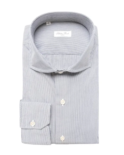 SALVATORE PICCOLO DRESS SHIRT - BLUE & WHITE - COTTON