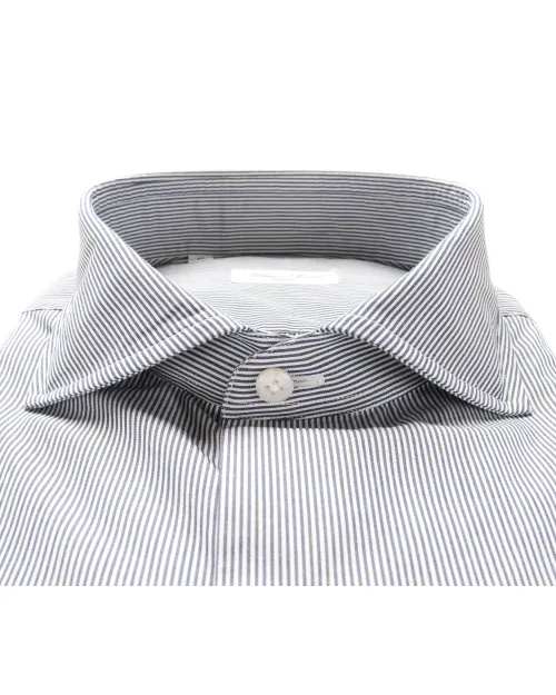 SALVATORE PICCOLO DRESS SHIRT - BLUE & WHITE - COTTON