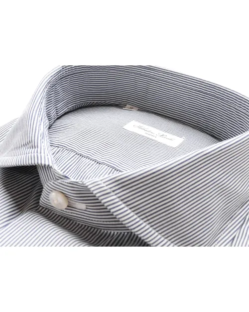SALVATORE PICCOLO DRESS SHIRT - BLUE & WHITE - COTTON