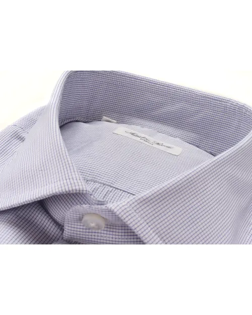 SALVATORE PICCOLO DRESS SHIRT - BLUE & WHITE - COTTON