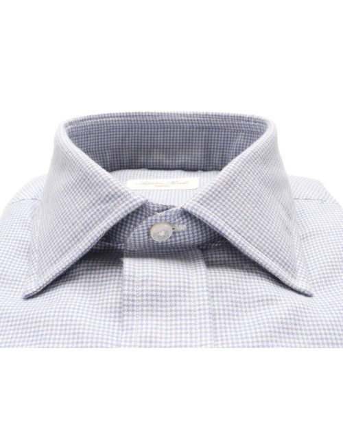 SALVATORE PICCOLO DRESS SHIRT - WHITE & BLUE - COTTON