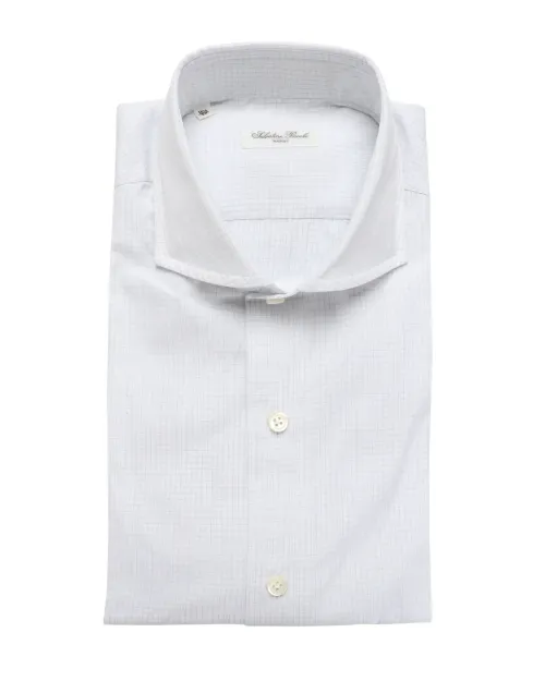 SALVATORE PICCOLO DRESS SHIRT - WHITE & BLUE - COTTON