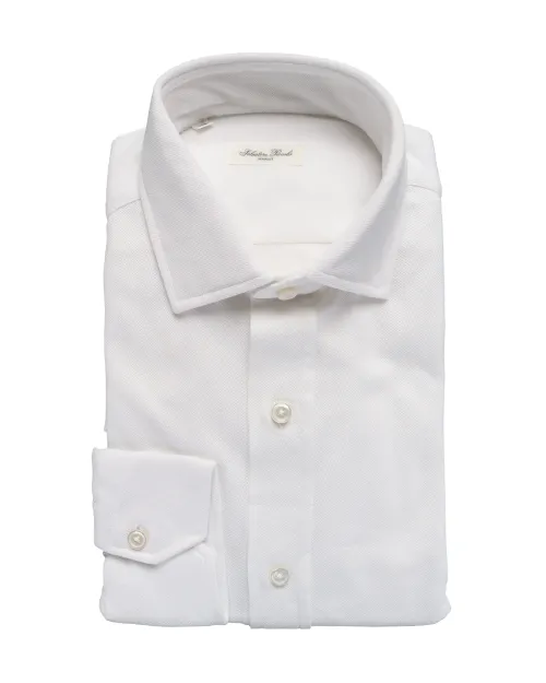 SALVATORE PICCOLO DRESS SHIRT - WHITE - COTTON 