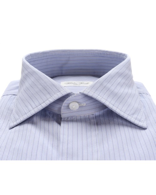 SALVATORE PICCOLO DRESS SHIRT - BLUE & WHITE - COTTON