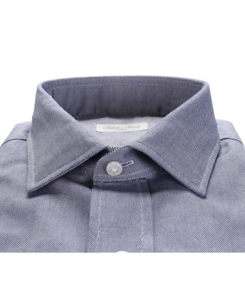 SALVATORE PICCOLO DRESS SHIRT - BLUE - COTTON
