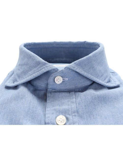 SALVATORE PICCOLO DRESS SHIRT - BLUE - COTTON