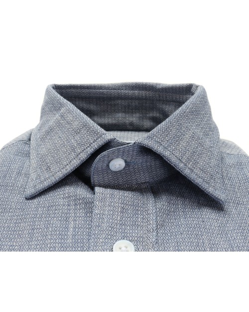 SALVATORE PICCOLO DRESS SHIRT - BLUE - COTTON