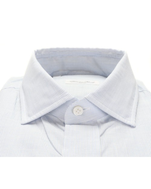 SALVATORE PICCOLO DRESS SHIRT - WHITE & BLUE - COTTON