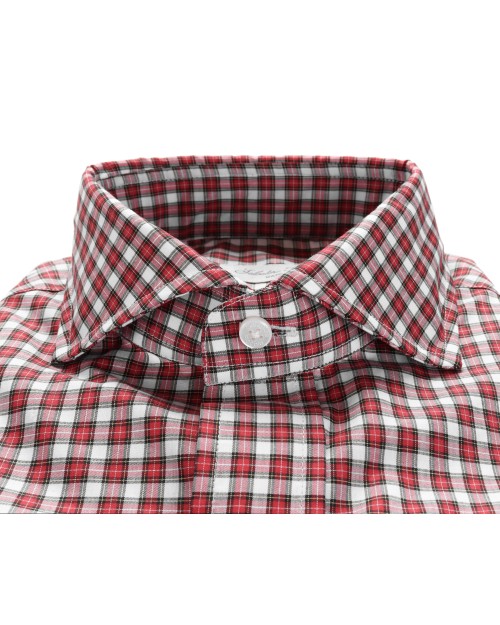 SALVATORE PICCOLO DRESS SHIRT - RED, WHITE & BLACK - COTTON