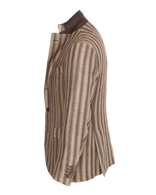 SALVATORE PICCOLO SPORT COAT - TAN & BROWN - LINEN