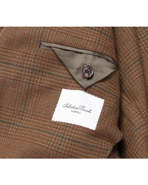SALVATORE PICCOLO SPORT COAT - BROWN, GREEN & BURGUNDY - WOOL TWEED
