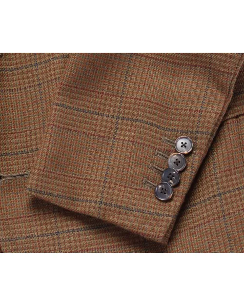 SALVATORE PICCOLO SPORT COAT - BROWN, GREEN & BURGUNDY - WOOL TWEED