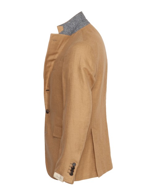 SALVATORE PICCOLO BLAZER - CAMEL - WOOL, SILK & LINEN