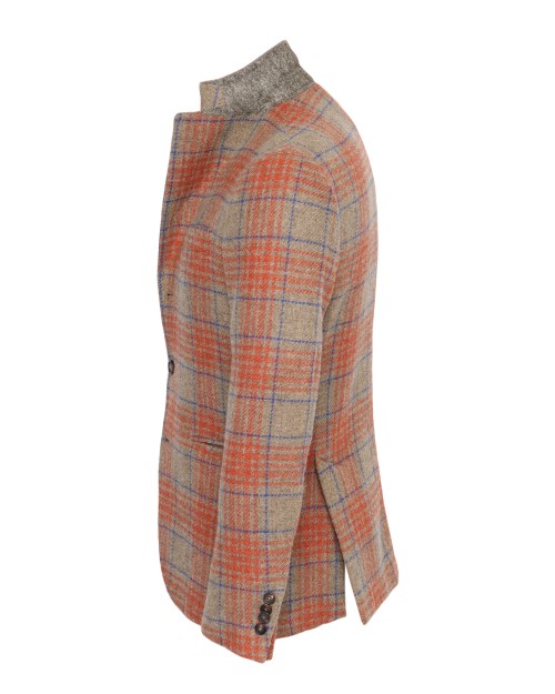 SALVATORE PICCOLO SPORT COAT - BEIGE, ORANGE & BLUE - WOOL TWEED