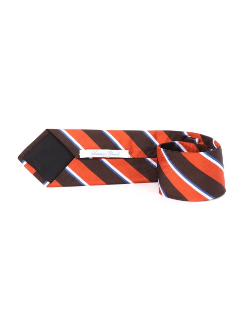 SARTORIA CIARDI TIE - ORANGE & BROWN - PURE SILK