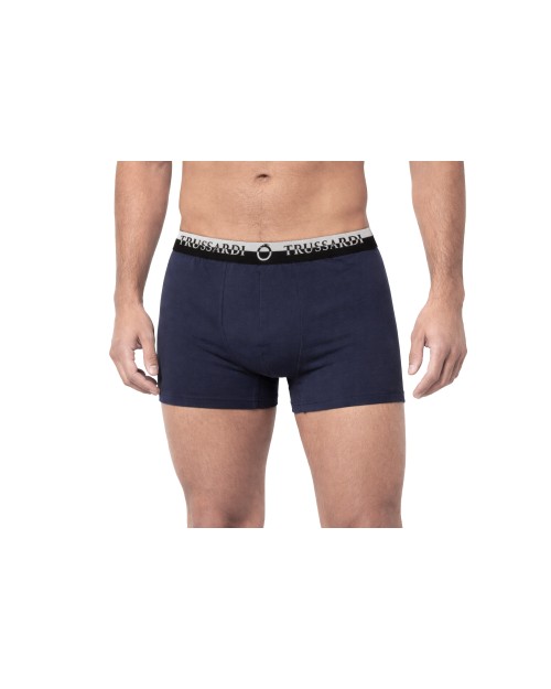 TRUSSARDI BOXER BRIEFS BI-PACK - NAVY BLUE - STRETCH COTTON