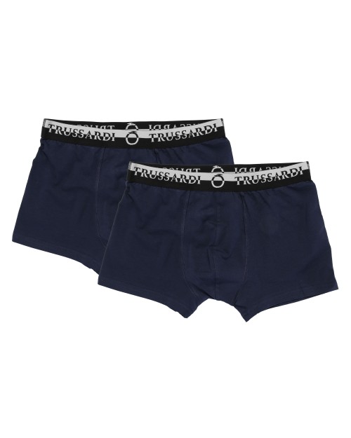 TRUSSARDI BOXER BRIEFS BI-PACK - NAVY BLUE - STRETCH COTTON