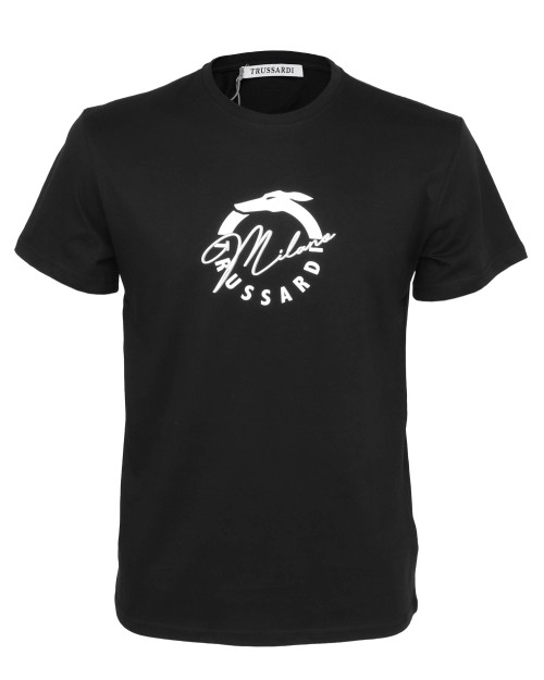 TRUSSARDI T-SHIRT - BLACK - COTTON